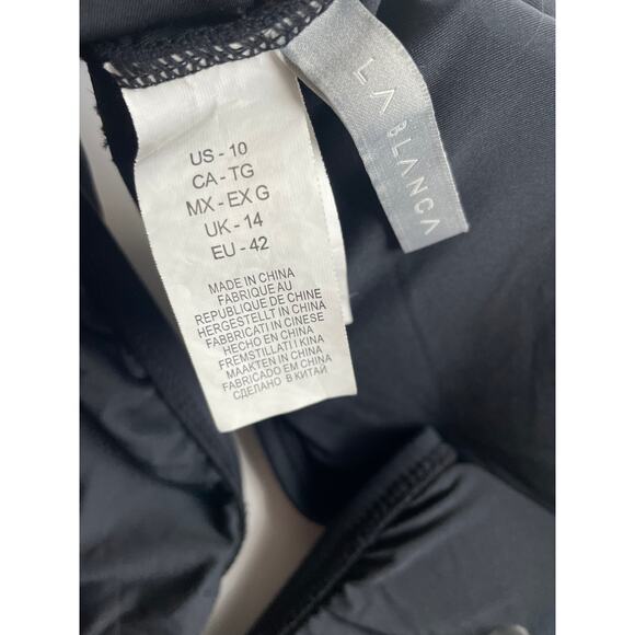 La Blanca Mesh-merizing One-Shoulder Bikini Top Black Size 10 New - Picture 6 of 7